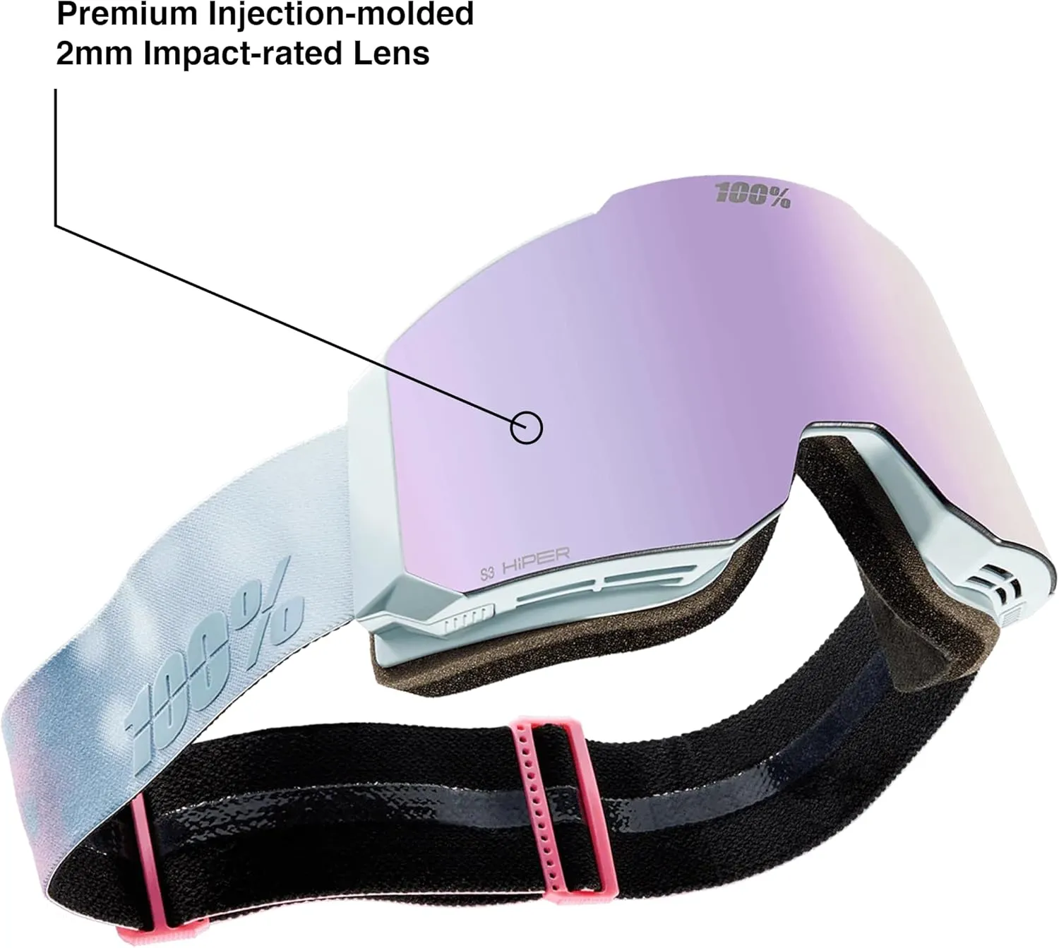 100% SC/SCX Snow Goggle Replacement Lens - HiPER Dual Pane Mirror Lavender Lens