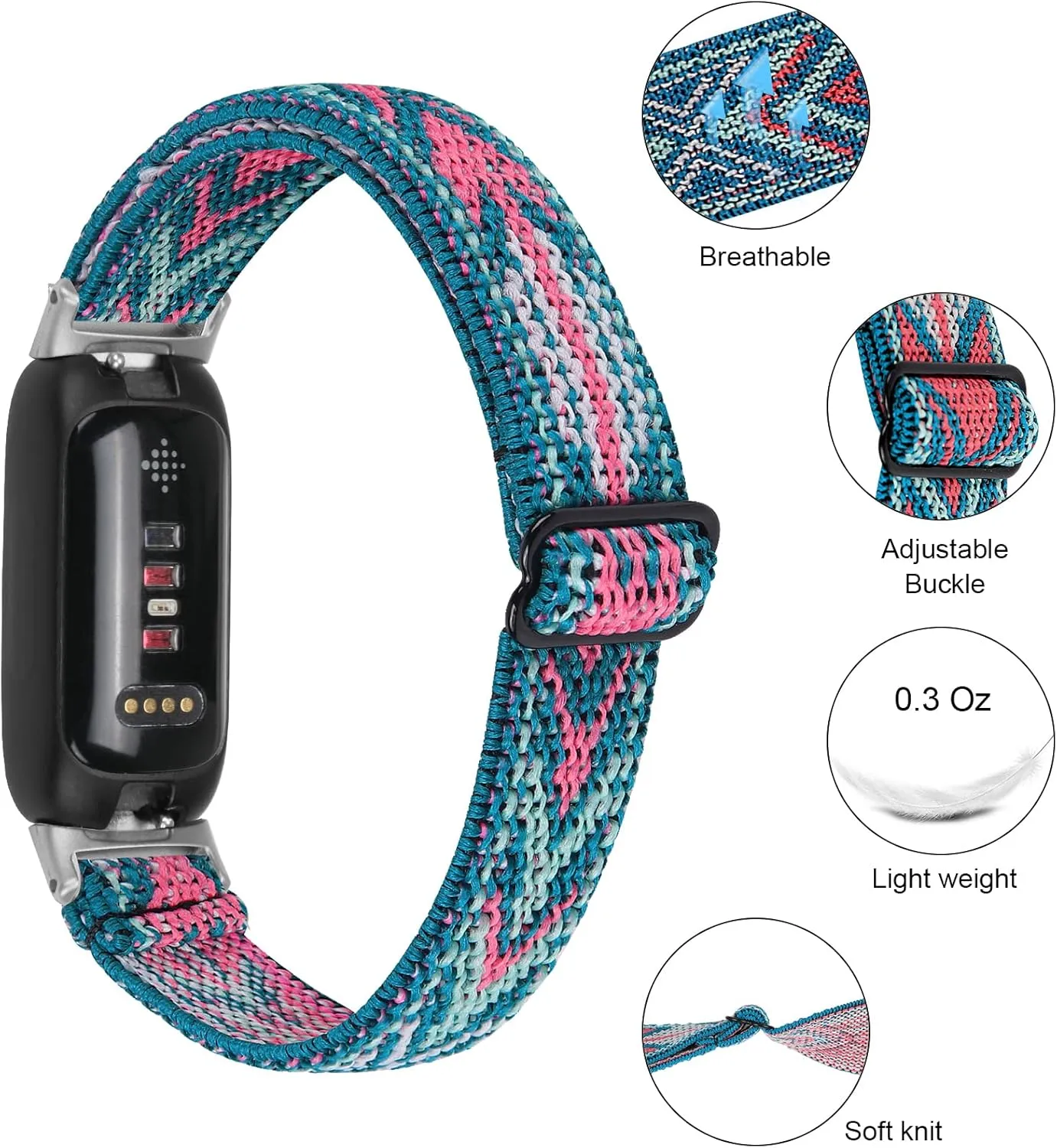 3 Pack Stretch Bands Compatible with Fitbit Inspire 3 Band Nylon Strap Floral Breathable Adjustable Stretchy Loop Wristband Intended for Fitbit Inspire 3