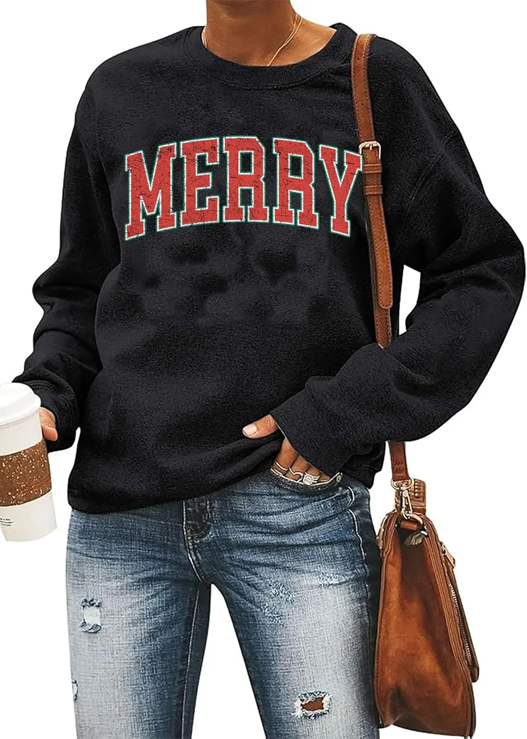 BOMYTAO Merry Christmas Sweatshirt for Women Christmas Pullover Sweatshirts Xmas Holiday Casual Long Sleeve Shirts Tops