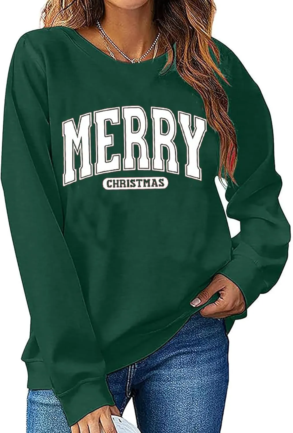 BOMYTAO Merry Christmas Sweatshirt for Women Christmas Pullover Sweatshirts Xmas Holiday Casual Long Sleeve Shirts Tops