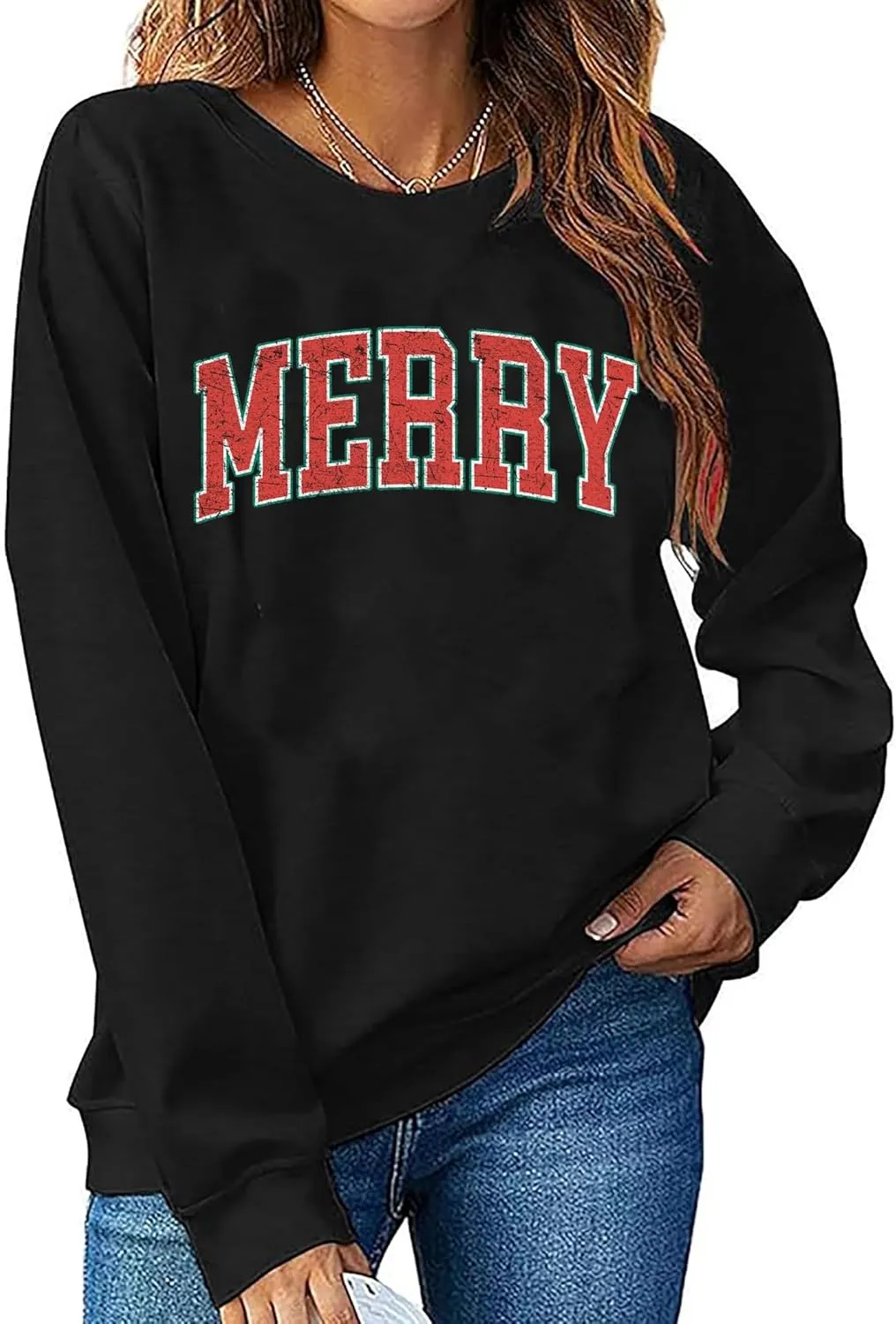 BOMYTAO Merry Christmas Sweatshirt for Women Christmas Pullover Sweatshirts Xmas Holiday Casual Long Sleeve Shirts Tops