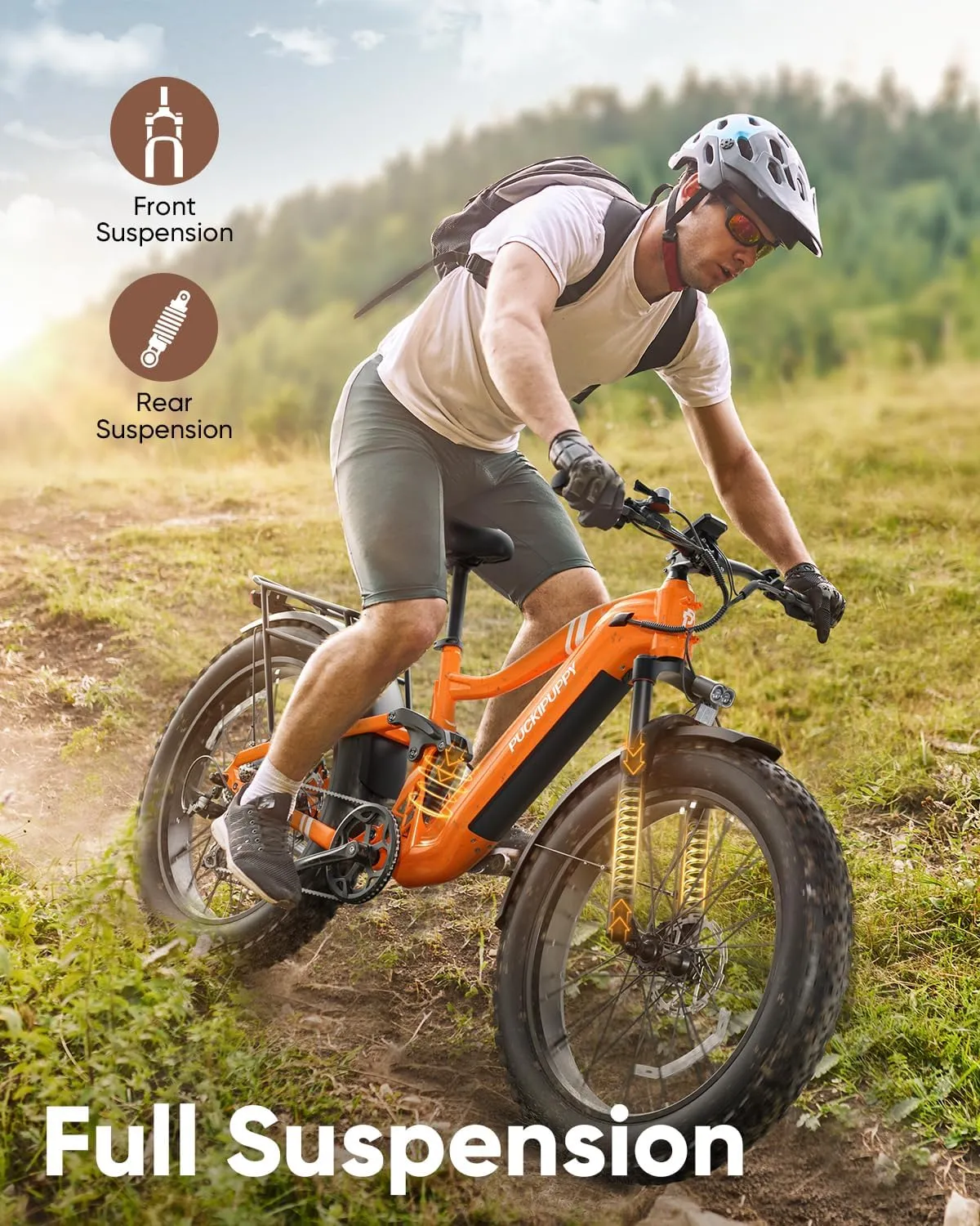 Boxer Electric Bike for Adults 960W, 48V 20AH Battery Ebike, Full Suspension 26" Fat Tire E Bike, 28MPH 80Miles Range Mountain Electric Bicycle, 7 Speed Hydraulic Disc Brakes