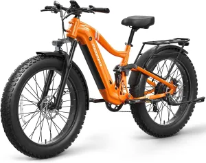 Boxer Electric Bike for Adults 960W, 48V 20AH Battery Ebike, Full Suspension 26" Fat Tire E Bike, 28MPH 80Miles Range Mountain Electric Bicycle, 7 Speed Hydraulic Disc Brakes