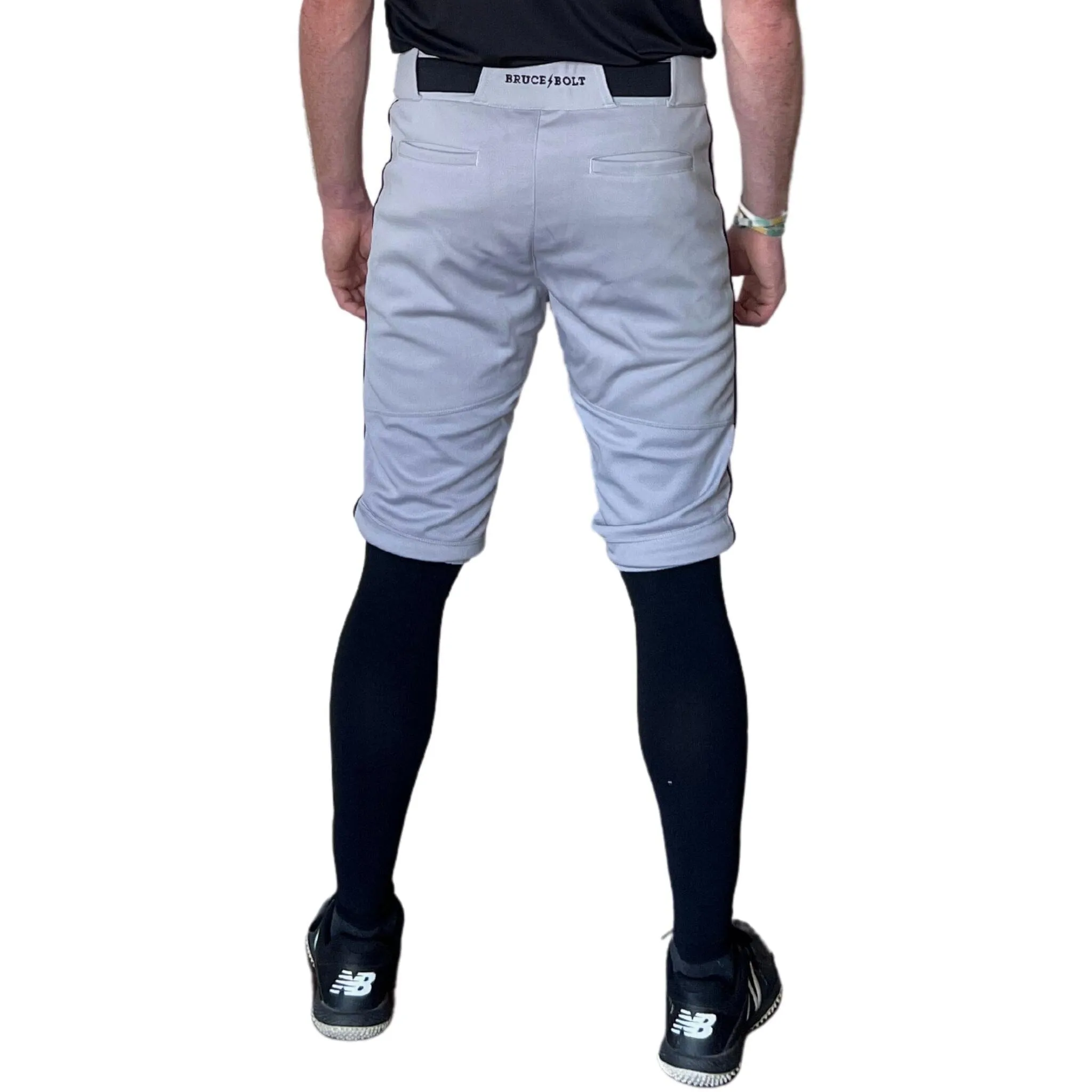 BRUCE BOLT Premium Pro Baseball Short - GREY w/ Black