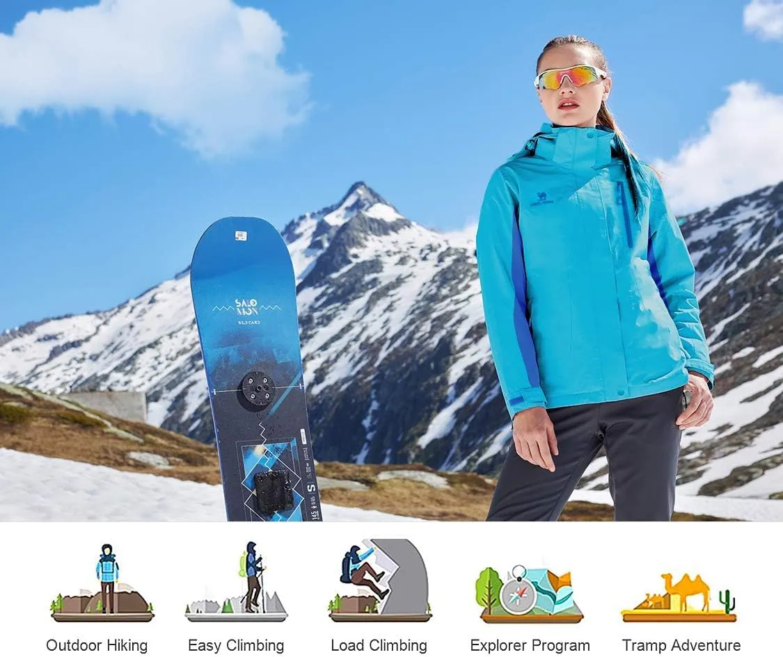 CAMEL CROWN Women's Waterproof Ski Jacket 3 in 1 Winter Coat Windbreaker Snowboard Jackets for Rain Snow Outdoor Hiking