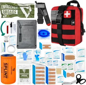 CareTac Advanced First Aid Trauma Kit for Camping & Travel  Emergency Tactical IFAK with C.A.T Tourniquet, Chest Seal, Israeli Bandage, Splint, CPR Mask  Bleed Control, Gunshot Wounds, Burns & Cuts