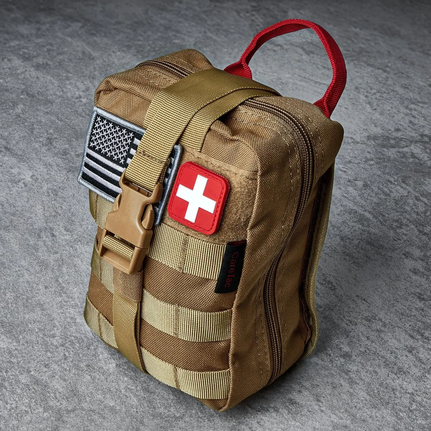 CareTac Advanced First Aid Trauma Kit for Camping & Travel  Emergency Tactical IFAK with C.A.T Tourniquet, Chest Seal, Israeli Bandage, Splint, CPR Mask  Bleed Control, Gunshot Wounds, Burns & Cuts