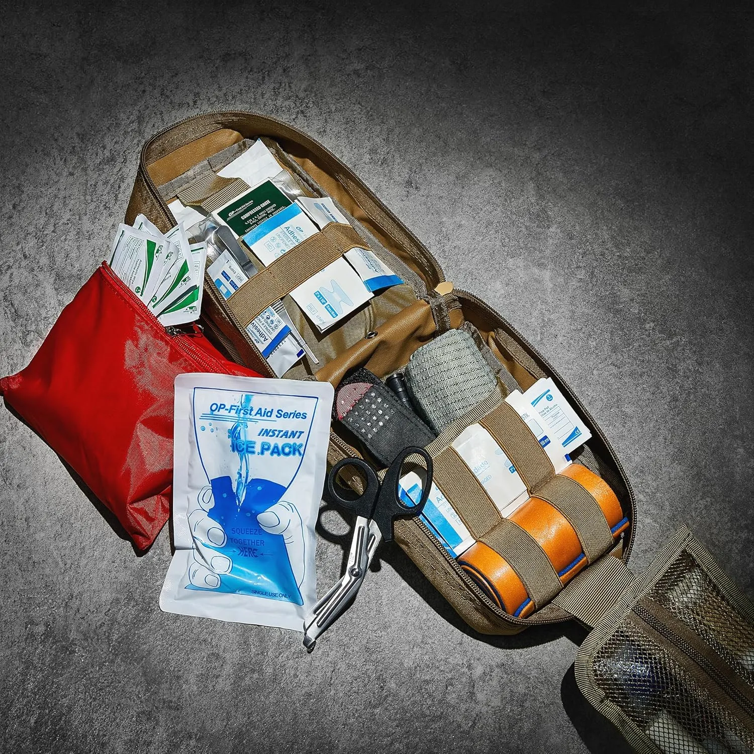 CareTac Advanced First Aid Trauma Kit for Camping & Travel  Emergency Tactical IFAK with C.A.T Tourniquet, Chest Seal, Israeli Bandage, Splint, CPR Mask  Bleed Control, Gunshot Wounds, Burns & Cuts