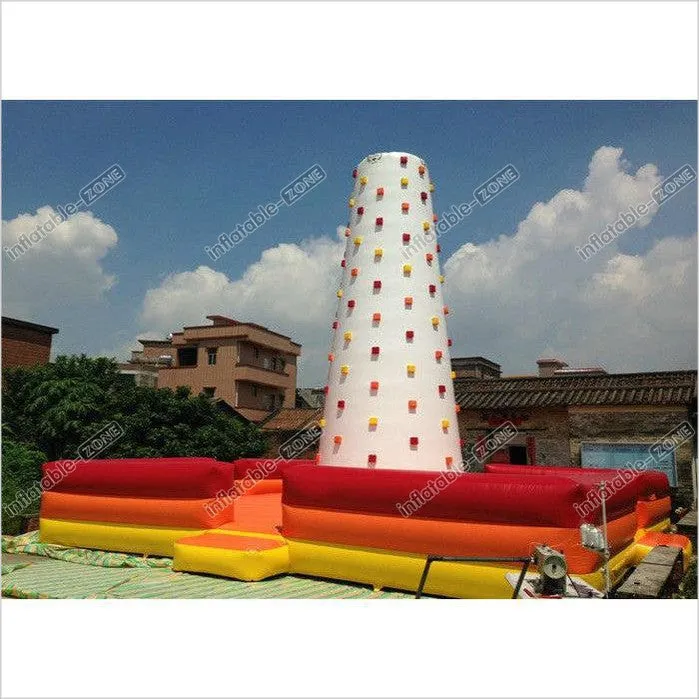 Children Inflatable Climbing Mountain White Inflatable Rock Climbing Wall With Fence Around