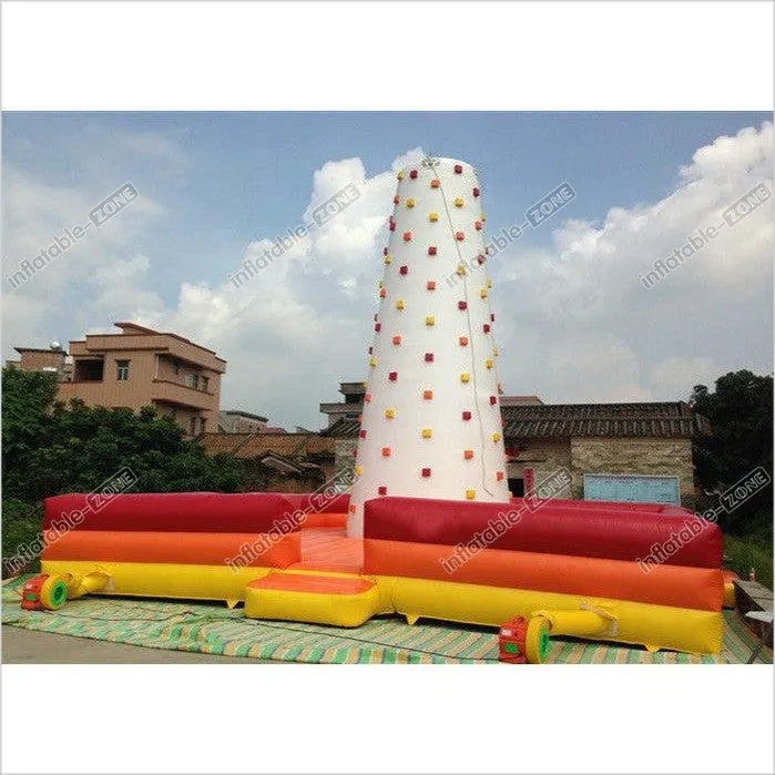 Children Inflatable Climbing Mountain White Inflatable Rock Climbing Wall With Fence Around