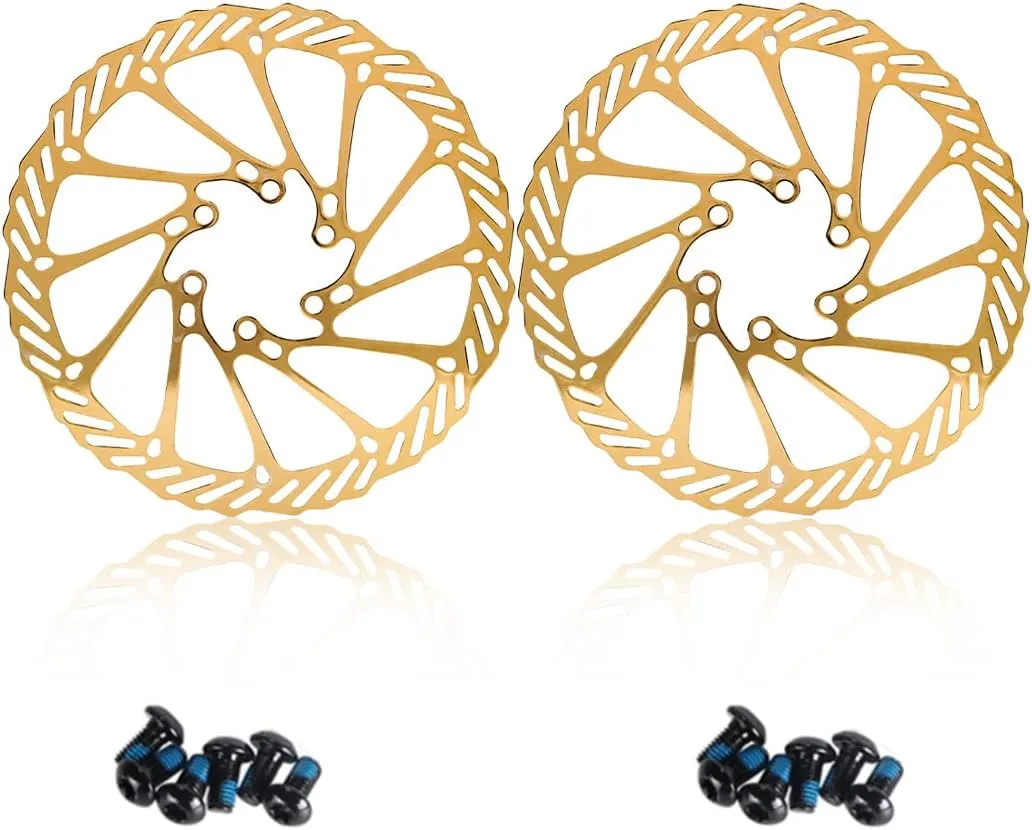 Chooee 160mm 180mm 203mm Bike Disc Brake Rotor 2PCS MTB Disc Rotor For Mountain BikeGold/Colour/Blue