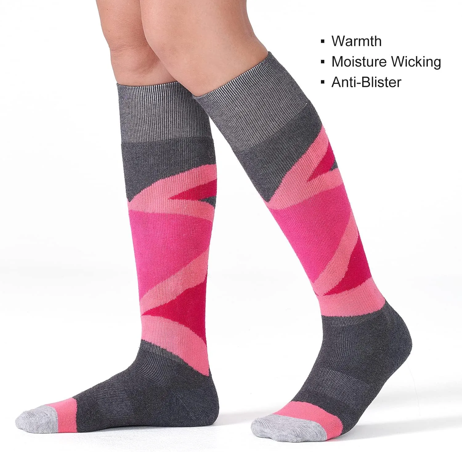 CS CELERSPORT 2/3 Pack Ski Socks for Womens and Mens with Full Cushion, Wool Winter Warm Socks for Skiing Snowboarding