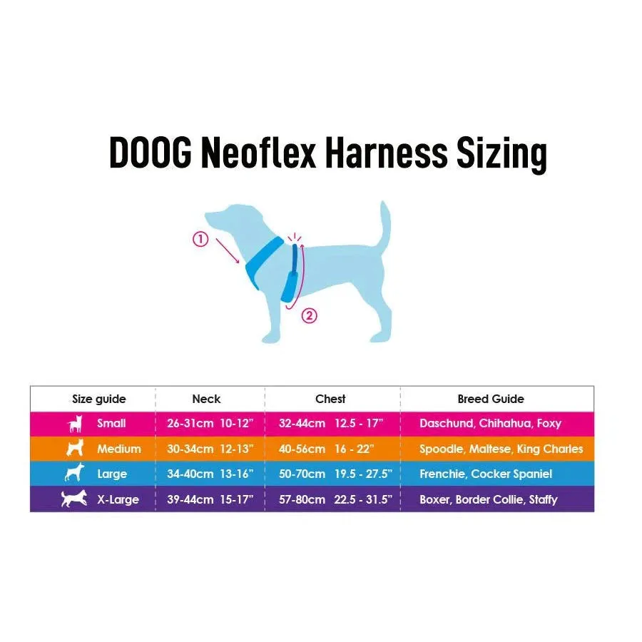 DOOG Neoflex Neoprene Rin Tin Tin Neon Teal and Pink Dog Harness Small