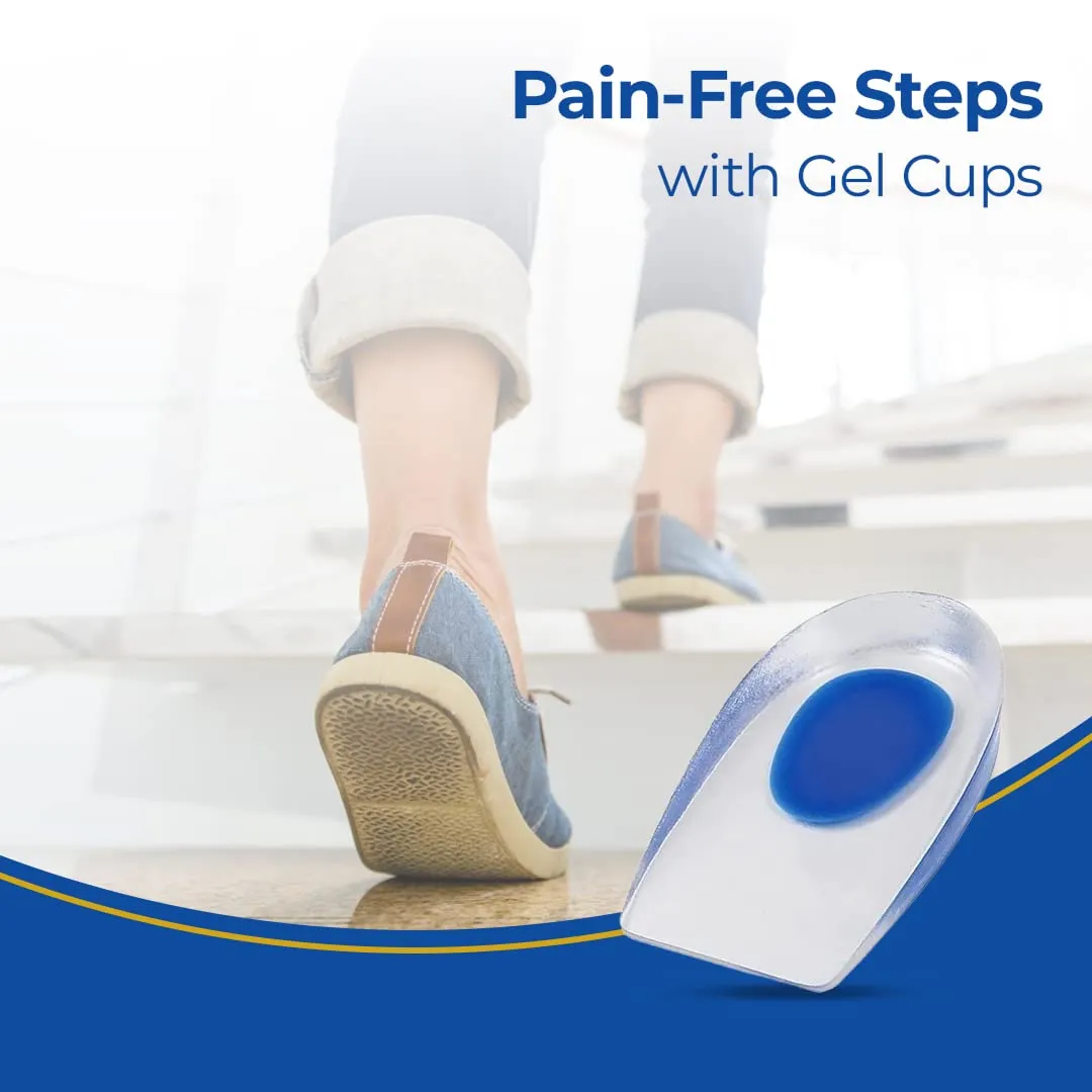 Dr Foot Silicone Gel Heel Cups - Shock Absorbing Support | Foot Pain | Plantar Fasciitis - Men & Women (Size L)