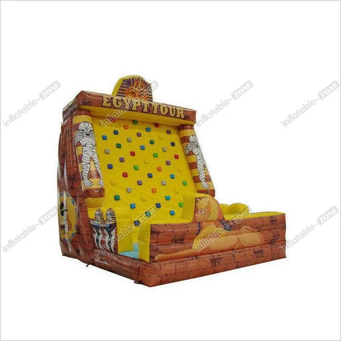 Egyptian Pharaoh Rock Climbing Bounce House , Yellow Inflatable Climbing Mountain