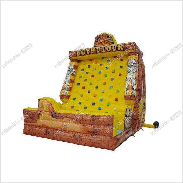 Egyptian Pharaoh Rock Climbing Bounce House , Yellow Inflatable Climbing Mountain