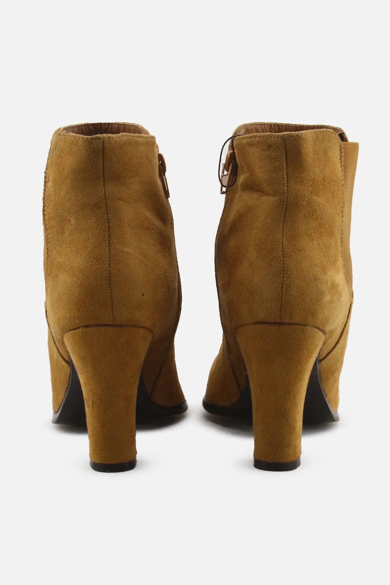 European Brand Zipper Stretchable Block Heels Ankle Boots | Suede