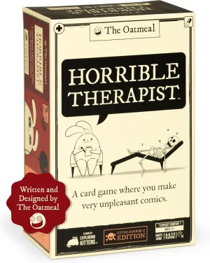 Exploding Kittens Horrible Therapist: Extra Horrible Edition 3-8 Players - Ages 17  - 15 Minutes to Play - Comic Building Card Game - Ideal for Party, Family Game Night - White
