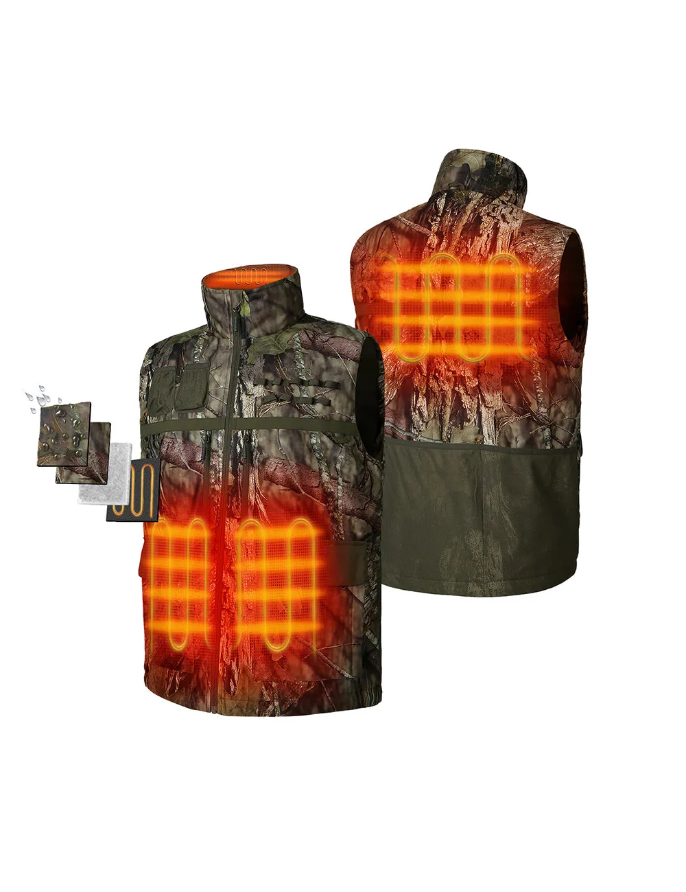 Final Sale - Men's Heated Hunting Vest - Camouflage, Mossy Oak® Country DNA