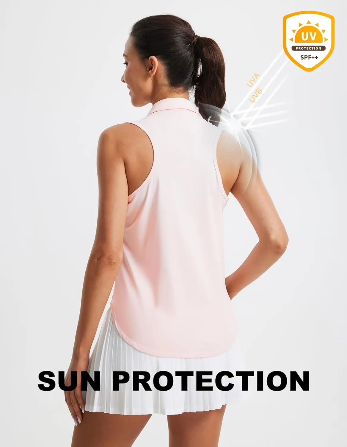 Libin Women's Sleeveless Golf Shirts Racerback Zip Up Tennis Polo Shirts Quick Dry Athletic Tank Tops with Collar