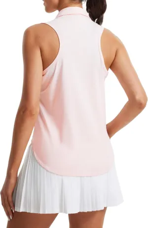 Libin Women's Sleeveless Golf Shirts Racerback Zip Up Tennis Polo Shirts Quick Dry Athletic Tank Tops with Collar