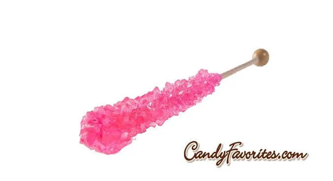 Light Pink Cherry Rock Candy on a Stick Jar