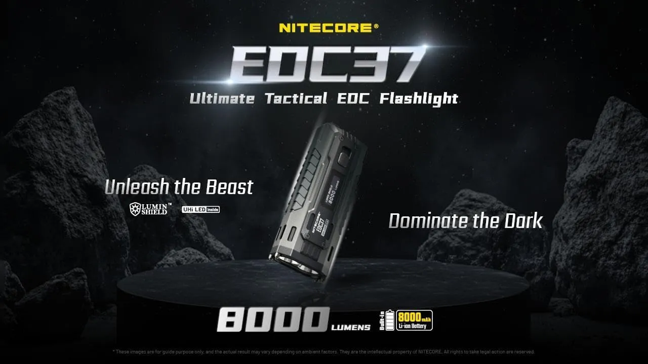 Nitecore EDC37 EDC37 Ultimate EDC Flashlight: Double The Power  8,000 Lumens x 8000mAh w/Eco-Sensa USB-C Charging Cable