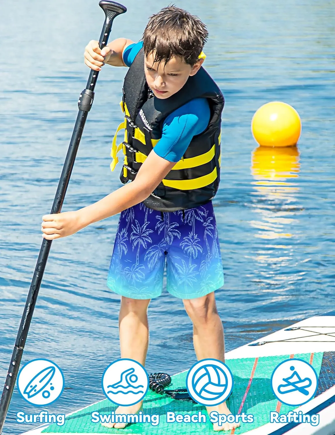 Olreco Youth Boys Swim Trunks with Compression Liner Boys Bathing Suit for Kids Swimsuits Teen Quick Dry Kids Board Shorts