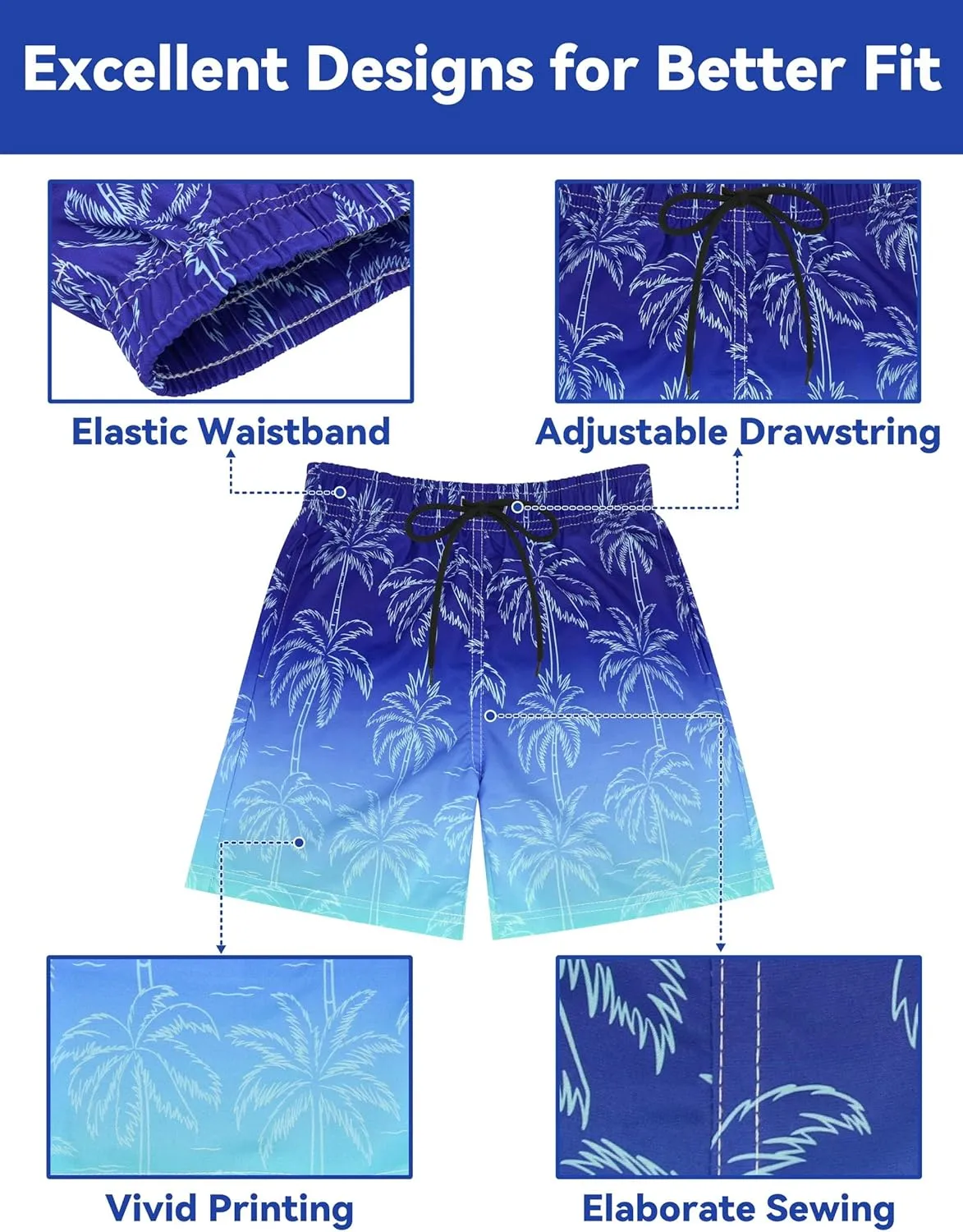 Olreco Youth Boys Swim Trunks with Compression Liner Boys Bathing Suit for Kids Swimsuits Teen Quick Dry Kids Board Shorts