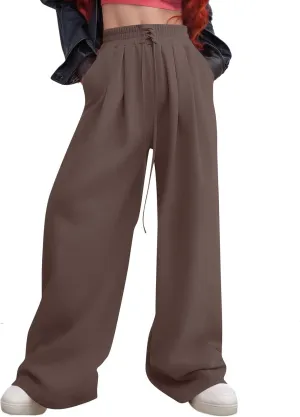 Oversized Wide Leg Sweatpants Women Baggy Y2K High Waisted Fleece Jogger Pants Trendy Cute Sweat Pants with Pockets