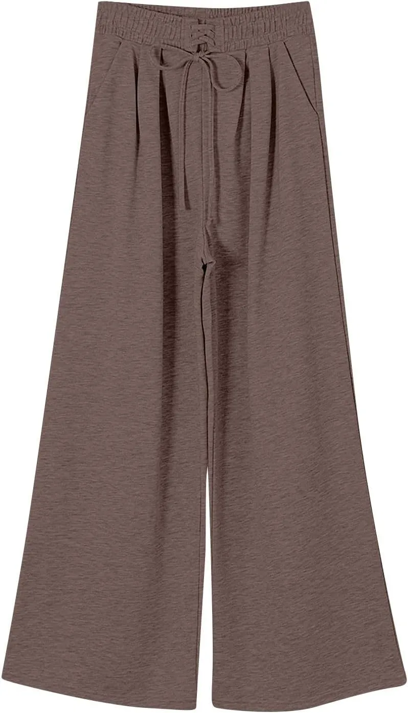 Oversized Wide Leg Sweatpants Women Baggy Y2K High Waisted Fleece Jogger Pants Trendy Cute Sweat Pants with Pockets