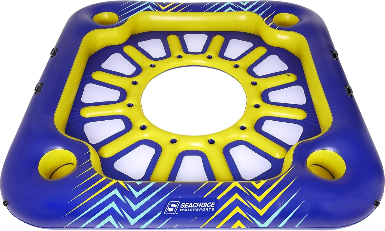 Seachoice 12-Person Party Raft  Inflates to 12 X 12 Feet  Seats 12 Adults  Includes Drink Holders & Large Center Hole for Cooling Off