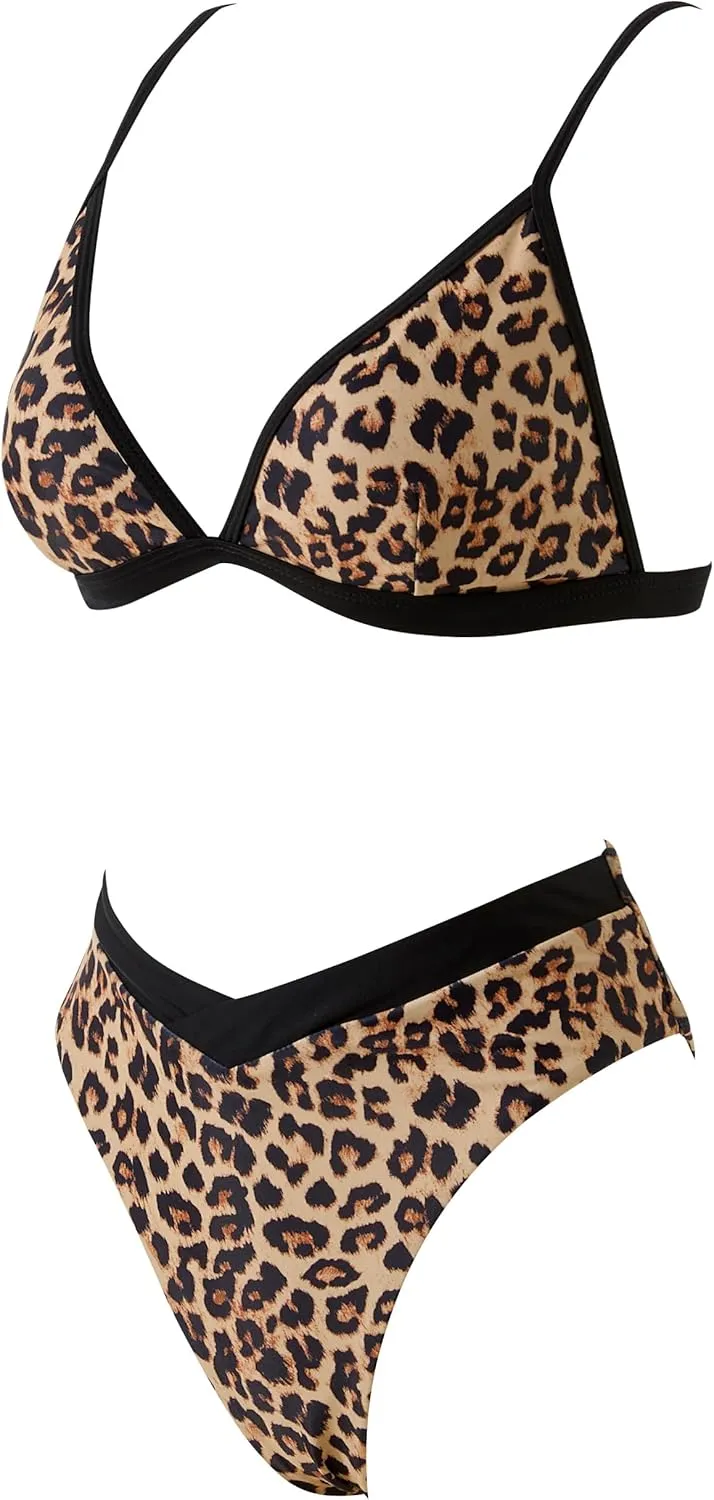 SUUKSESS Women Triangle High Cut Bikini Sets Sexy High Waisted 2 Piece Swimsuit