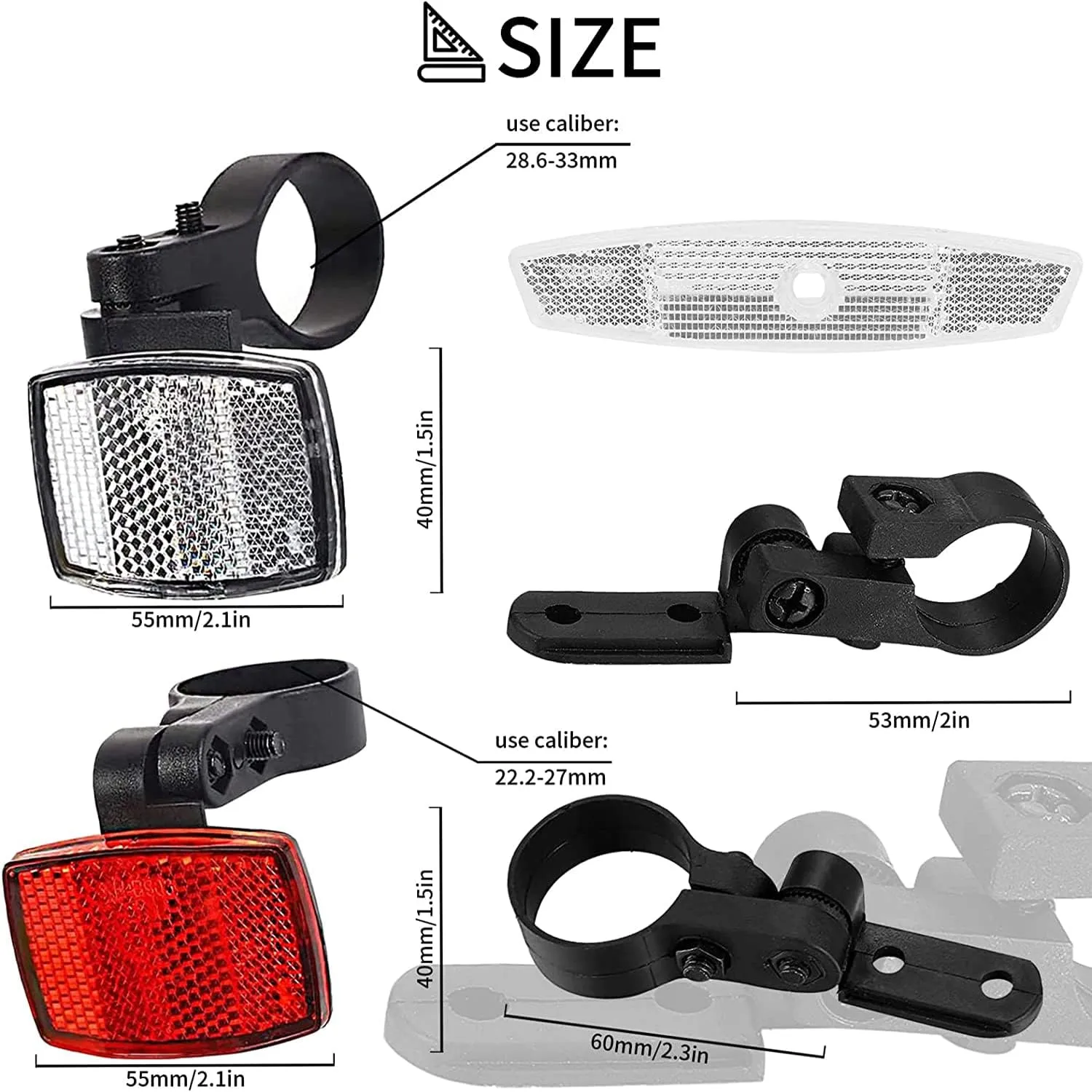 VICDUEKG 6 Pcs Bicycle Reflectors Front and Rear Kit Bike Wheel Spoke Reflectors Accessories, Mountain Bike Safety Warning Reflectors for Night Cycling, Handlebar, Seatpost