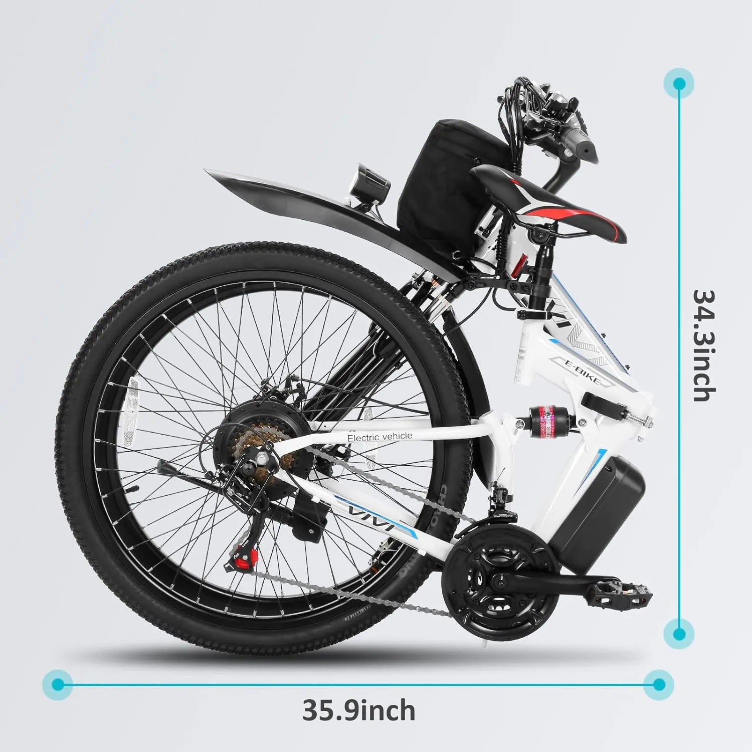 Vivi M026TGB Electric Bike 26" Electric Bike for Adults, Peak 750W Folding Electric Mountain Bike, 48V Removable Lithium Battery, 21 Speed, Top 22 Mph, Up to 50 Miles, Dual Shock Absorber, UL 2849