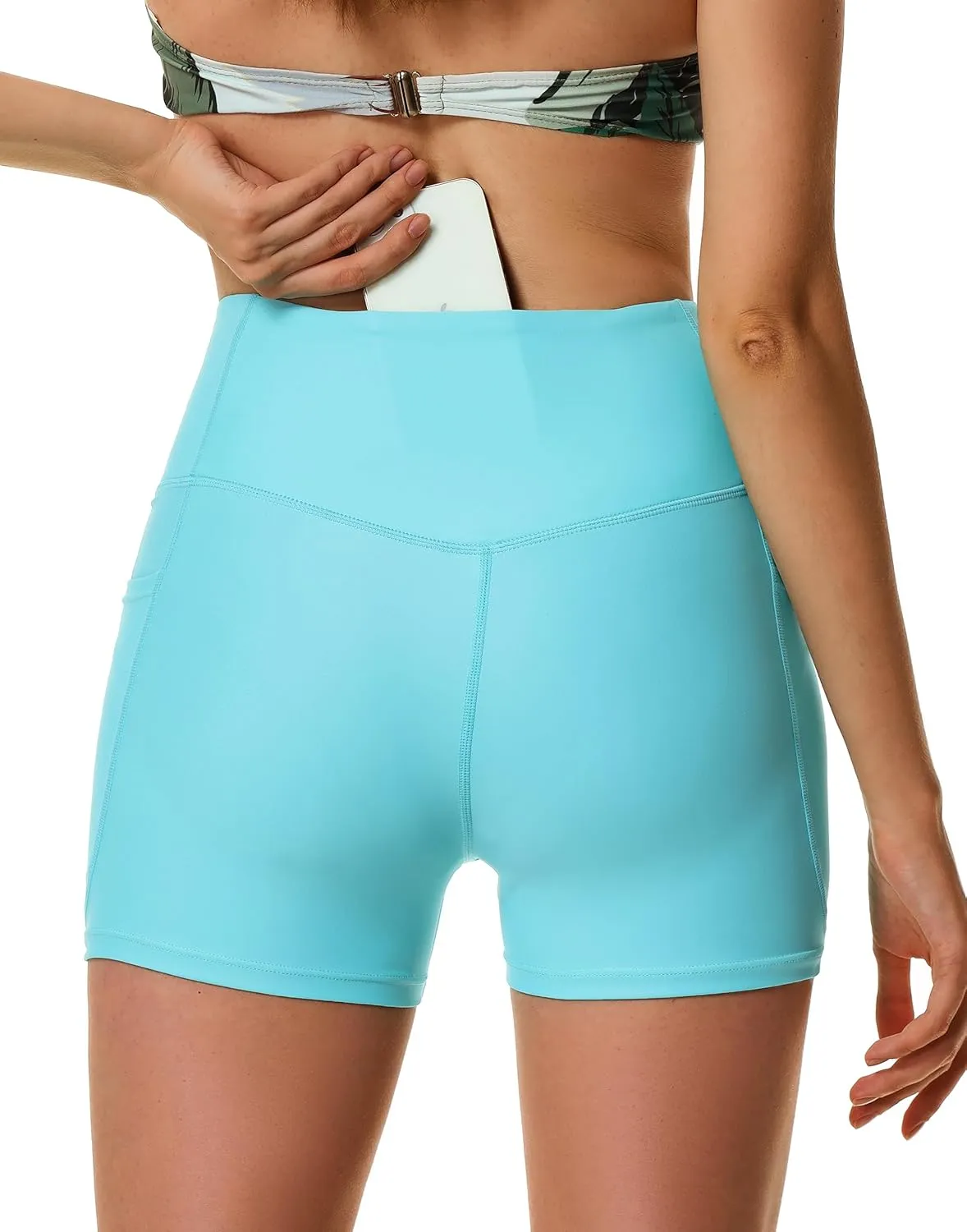 Womens 3/5" Swim Shorts High Waisted Board Shorts Bathing Suit Bottoms