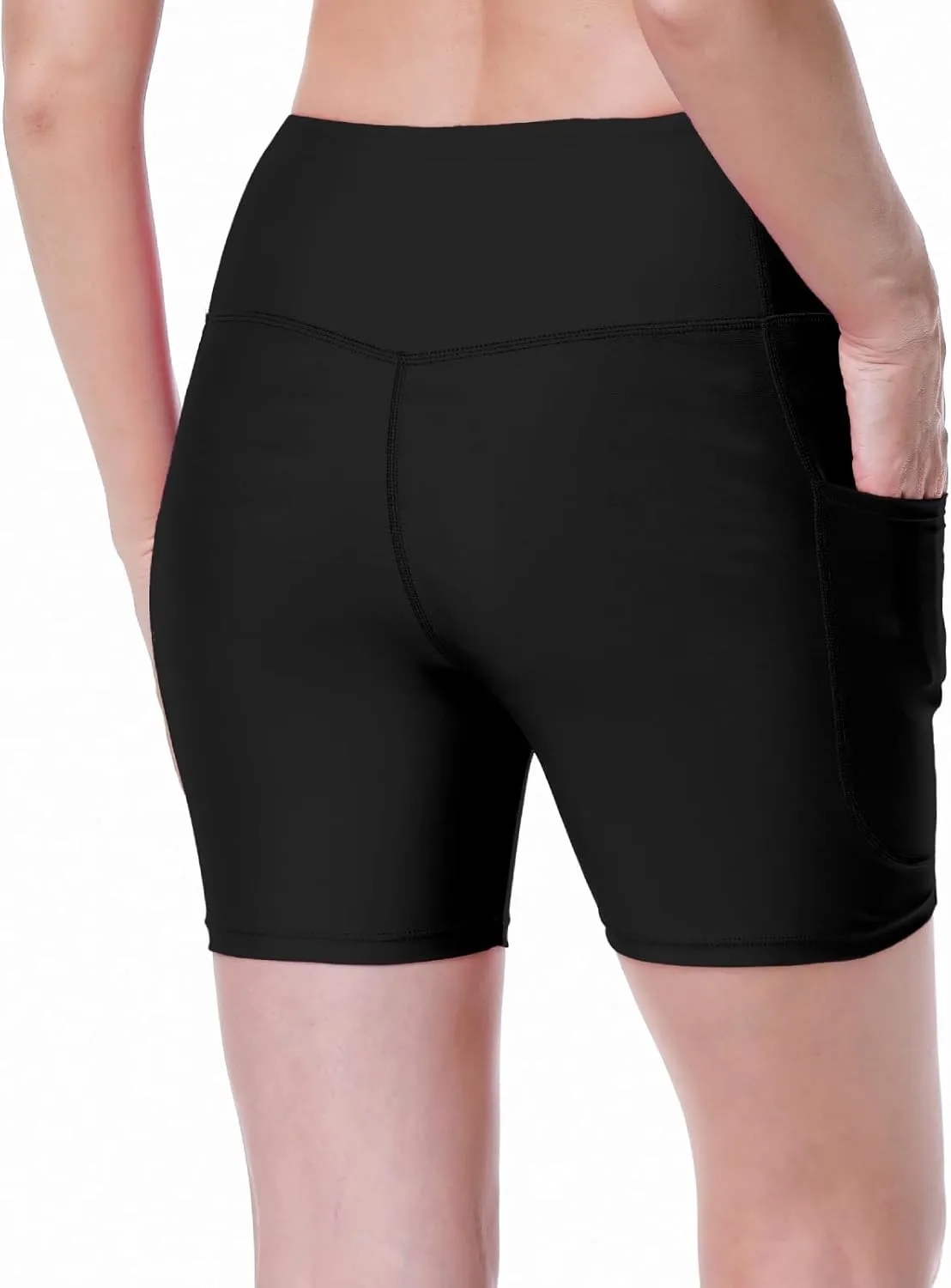 Womens 3/5" Swim Shorts High Waisted Board Shorts Bathing Suit Bottoms
