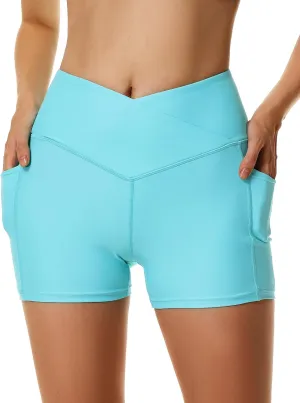 Womens 3/5" Swim Shorts High Waisted Board Shorts Bathing Suit Bottoms
